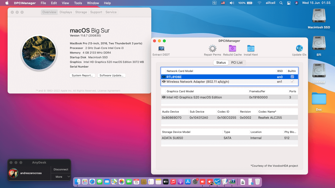 Success Hackintosh macOS Big Sur 11.6.7 Build 20G630 in Asus X441UA-WX098D